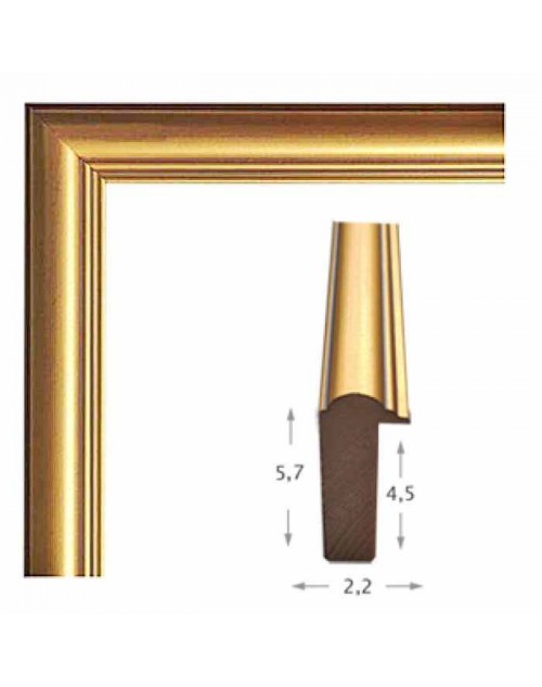 Κορνίζα ξύλινη 2.2 εκ. με βάθος 4,5 εκ. ανάγλυφη χρυσή 071-01